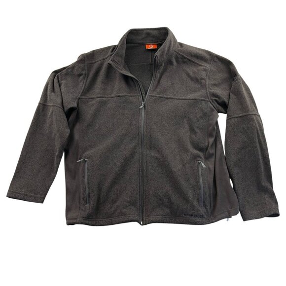 Merrell Mens Fleece Jacket Size XL Full Zip Stand Collar Brown Outdoors Casual - Picture 1 of 12